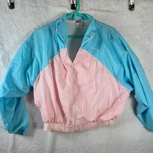 Reebok Jacket Unisex M Light‎ Blue Pink Hooded Long Sleeve Zippered Outerwear